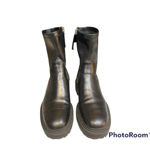 Zara Women’s Black Chunky Side Zip Mid Calf Boots